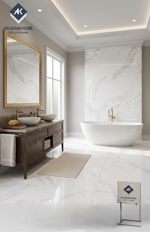 Gạch ốp lát trắng vân đá marble xám 60x120cm