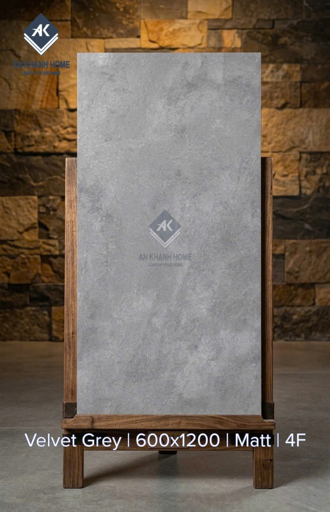 Gạch khổ lớn vân xám mờ xi măng 60x120 velvet grey ấn độ