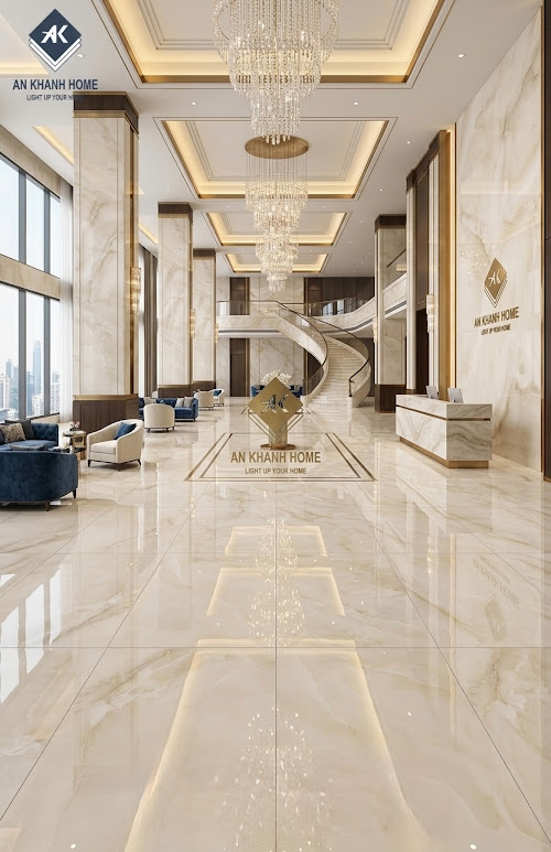 Gạch khổ lớn vân đá onyx kem bóng kính 60x120cm ấn độ