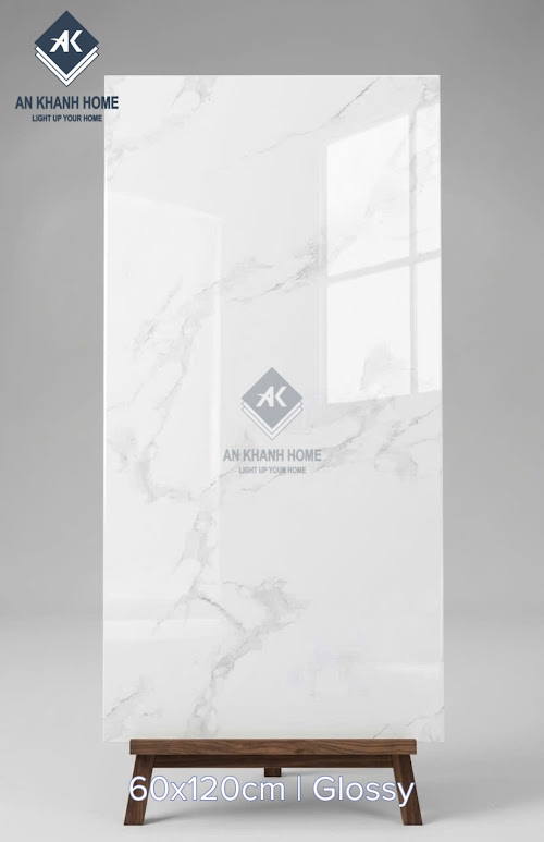 Gạch bóng kính 60x120 trắng vân đá marble xám