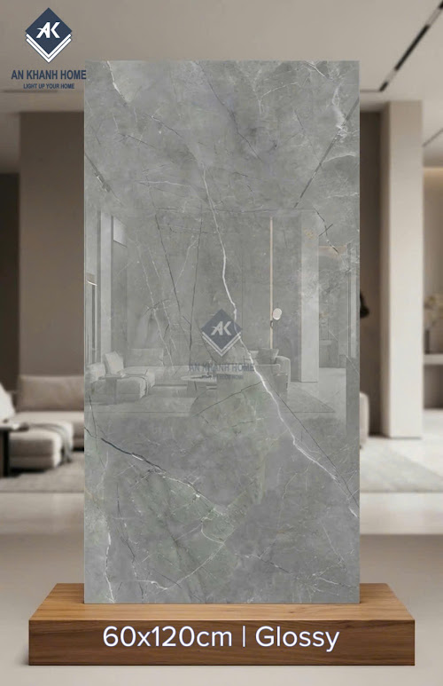 Gạch nhập khẩu xám vân đá bóng kính 60x120cm ấn độ