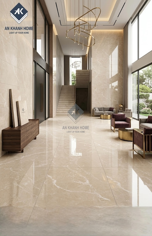 Gạch ốp lát 60x120 bóng kính vân vàng kem cao cấp