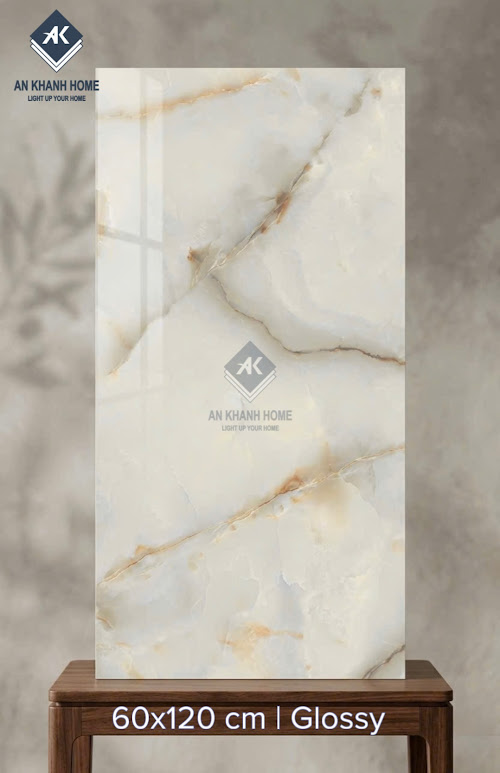 Gạch nhập khẩu 60x120 kem vân đá ngọc trai bóng kính