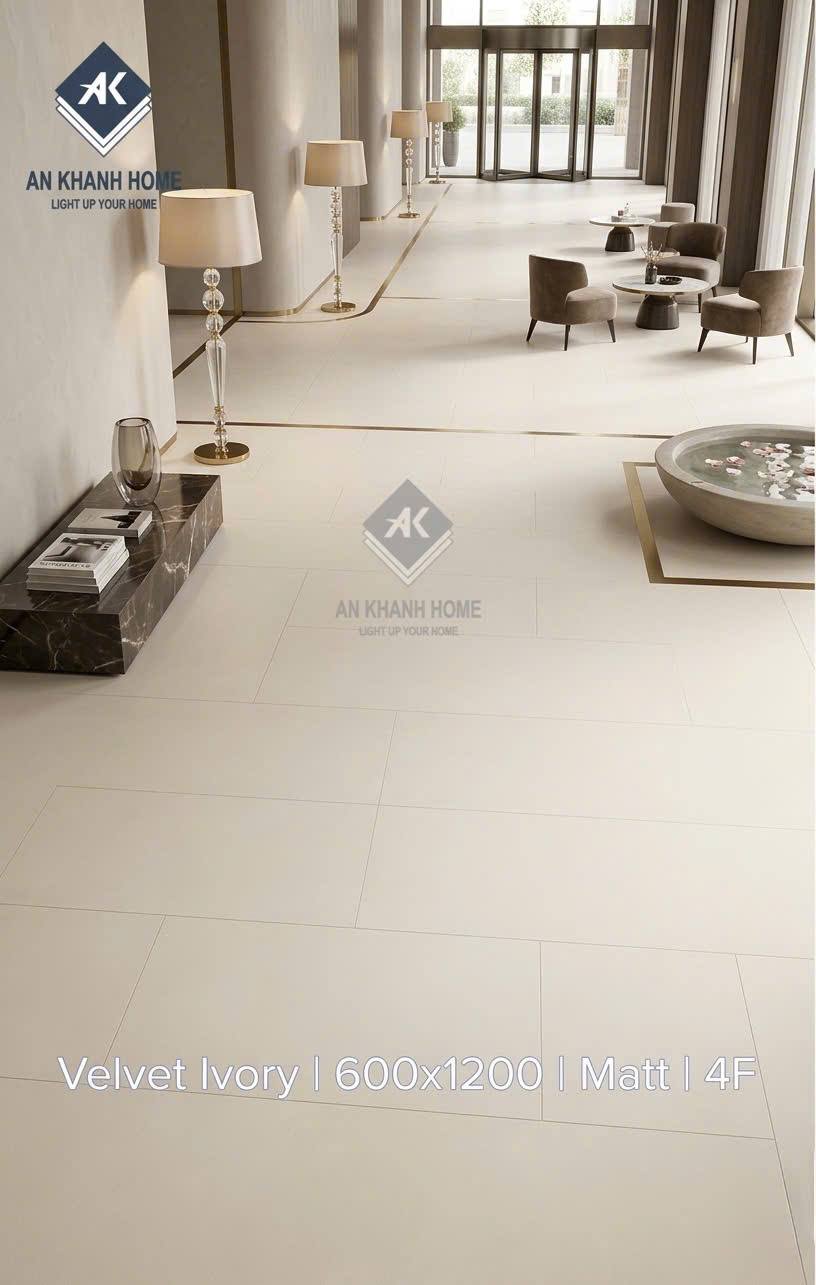Gạch nhập khẩu ấn độ mờ kem 60x120 velvet ivory