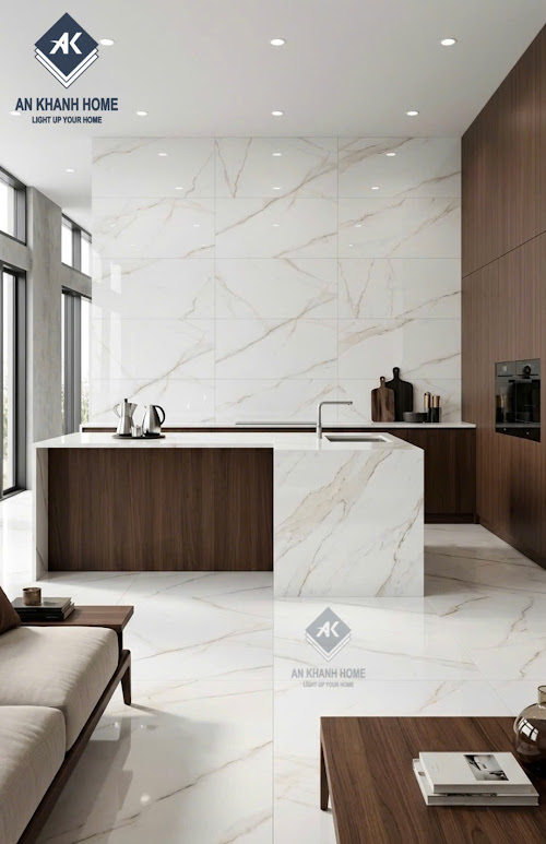 Gạch lát nền nhập khẩu ấn độ 60x120cm trắng vân vàng nhạt