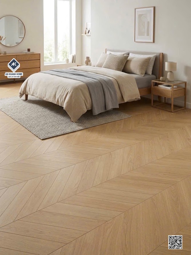 Gạch lát phòng ngủ vân gỗ xương cá 60x120cm