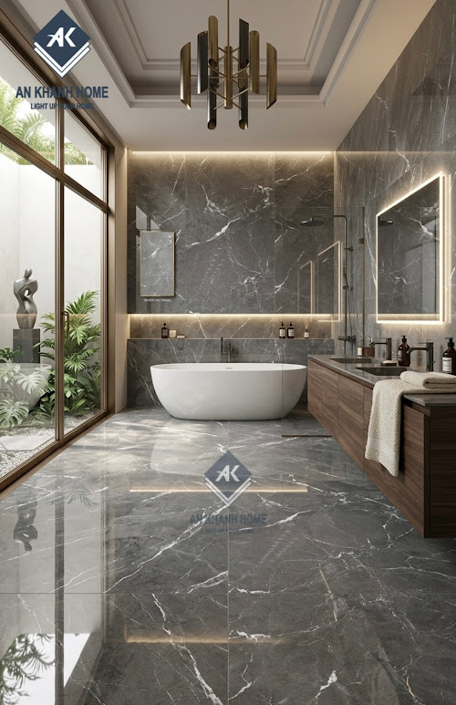 Gạch 60x120 bóng kính xám vân đá cao cấp