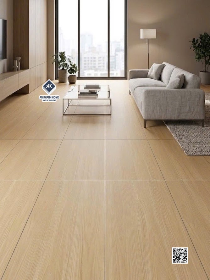 Gạch giả gỗ lát nền phòng khách