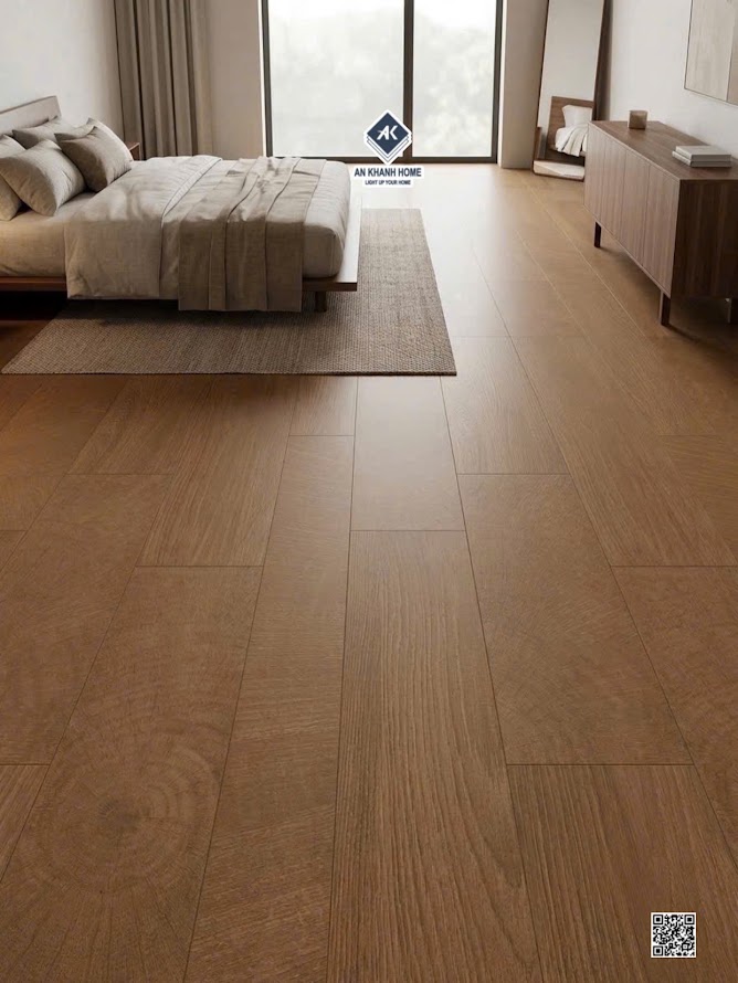 Gạch 60x120cm khổ lớn vân gỗ ghép lát phòng ngủ