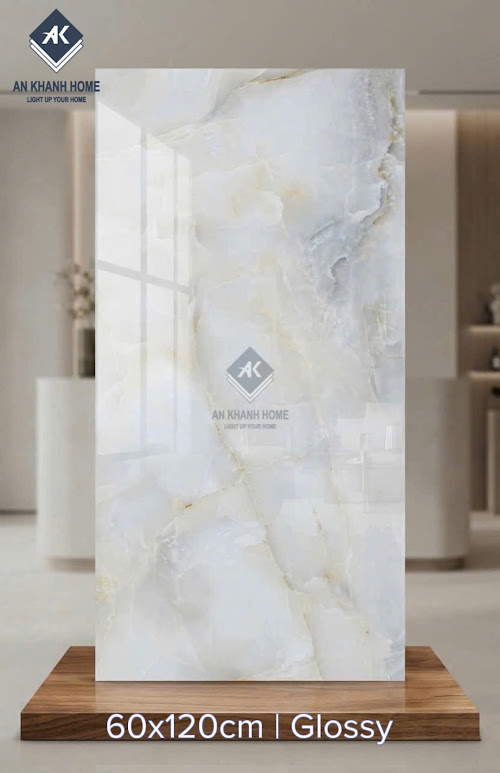 Gạch lát nền khổ lớn vân đá onyx đẹp 60x120 bóng kính