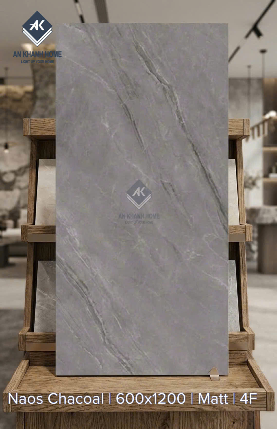 Gạch ốp lát xám marble vân đá mờ 60x120cm naos charcoal