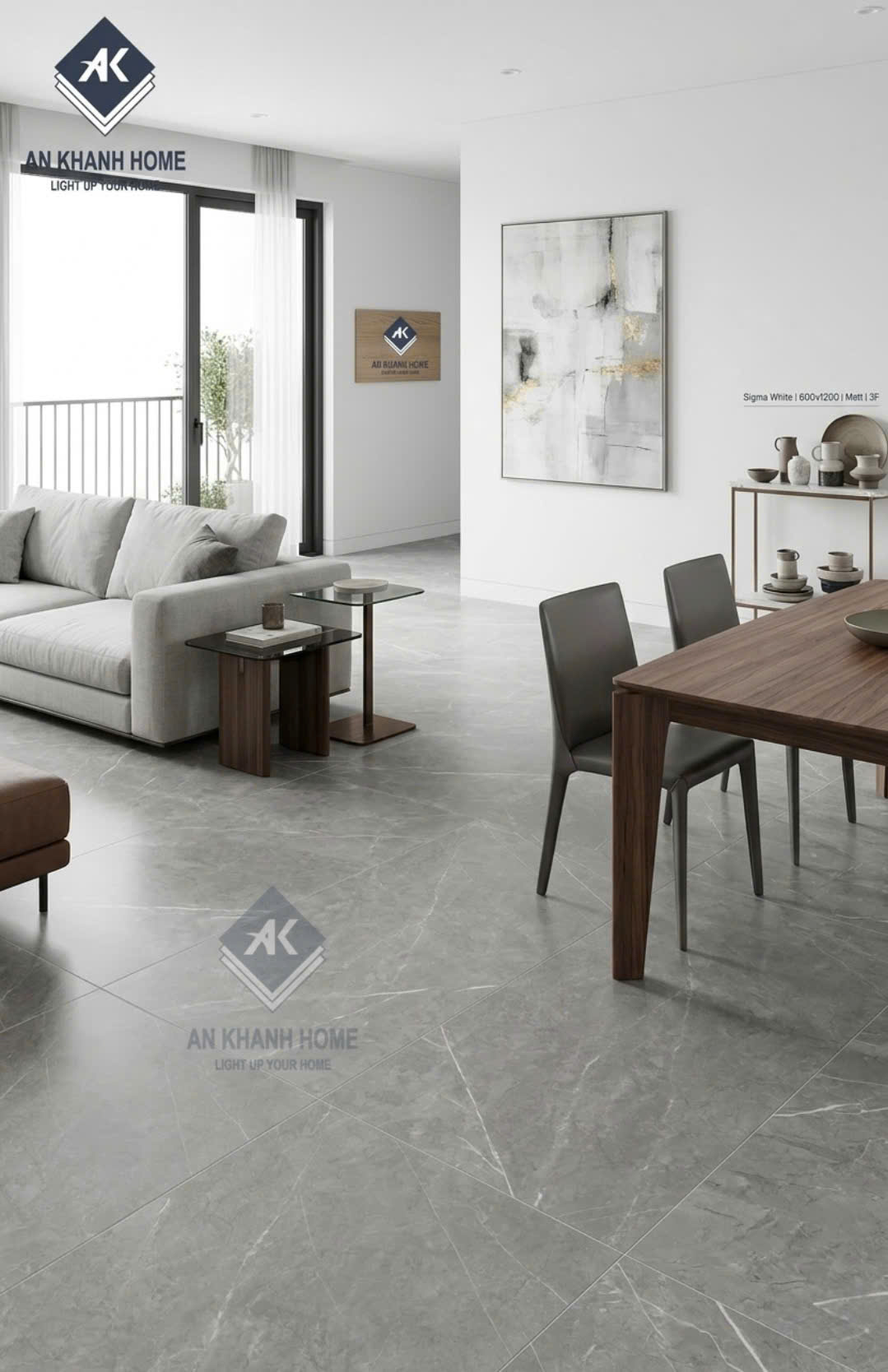 Gạch lát nền mờ xám vân đá 60x120cm sigma white