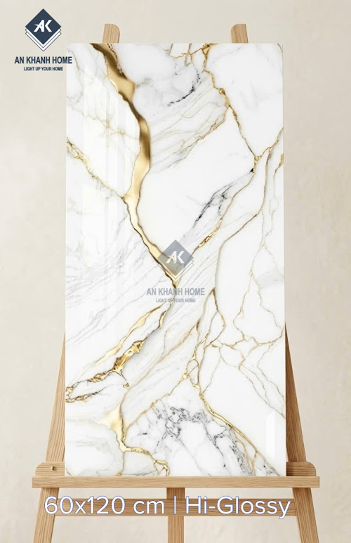Gạch khổ lớn ấn độ 60x120 bề mặt vân vàng đẹp siêu bóng