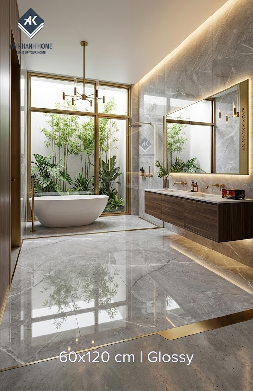 Gạch khổ lớn xám vân đá 60x120 ấn độ