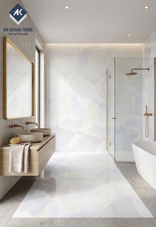 Gạch lát nền ấn độ 60x120 bóng kính kem vân đá 