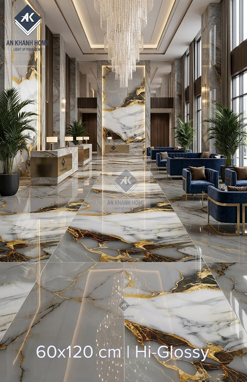 Gạch ốp lát ấn độ 60x120 vân đá đẹp bề mặt siêu bóng