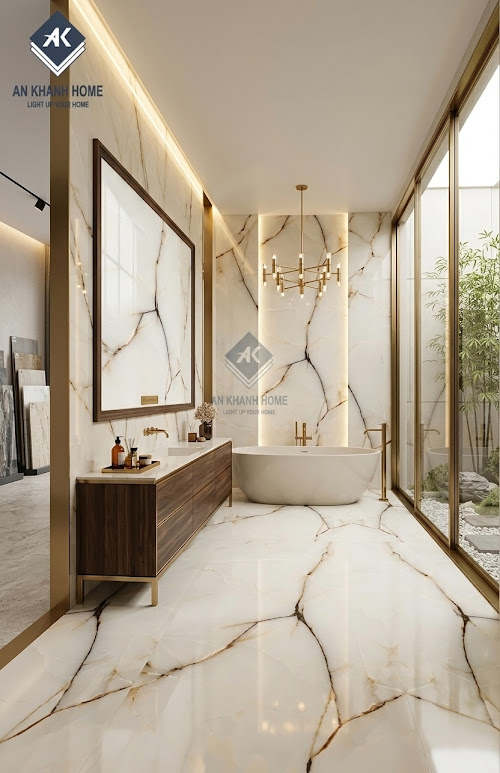 Gạch lát nền vân đá rạn 60x120 bóng kính ấn độ