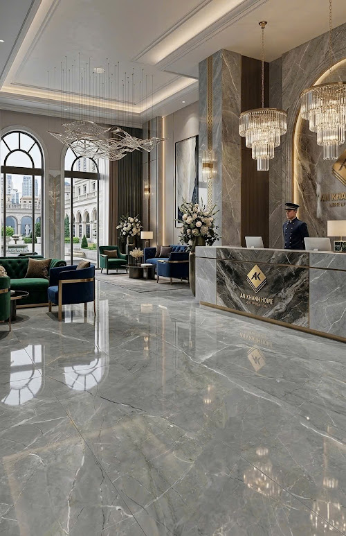 Gạch lát nền xám vân đá 60x120 ấn độ