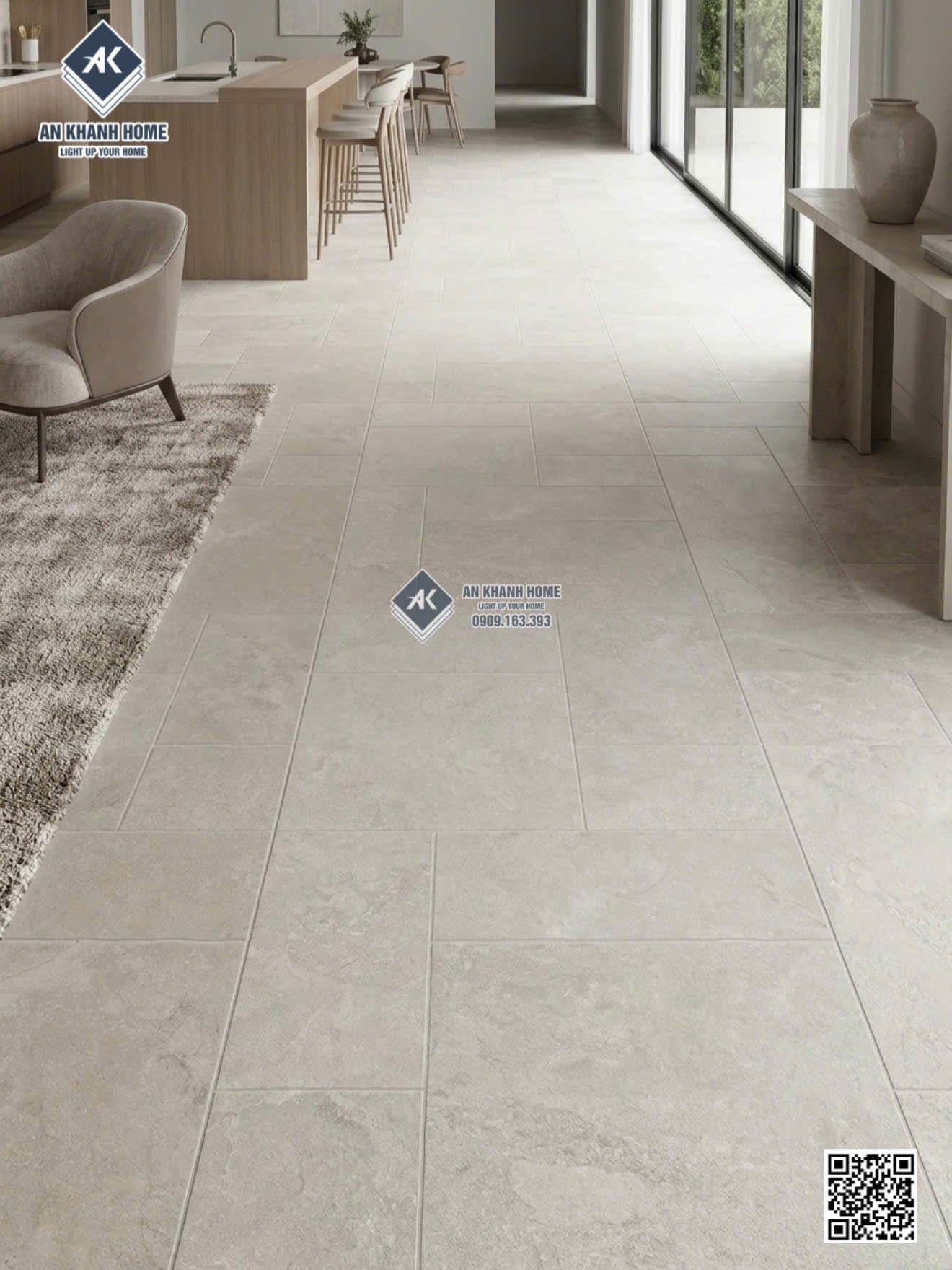 Gạch lát phòng khách 60x120 nhiều modul giả đá ghép