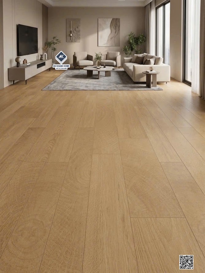 Gạch lát phòng khách vân gỗ ghép 60x120cm