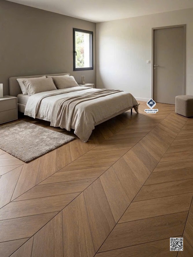 Gạch vân gỗ khổ lớn 60x120 lát nền phòng ngủ