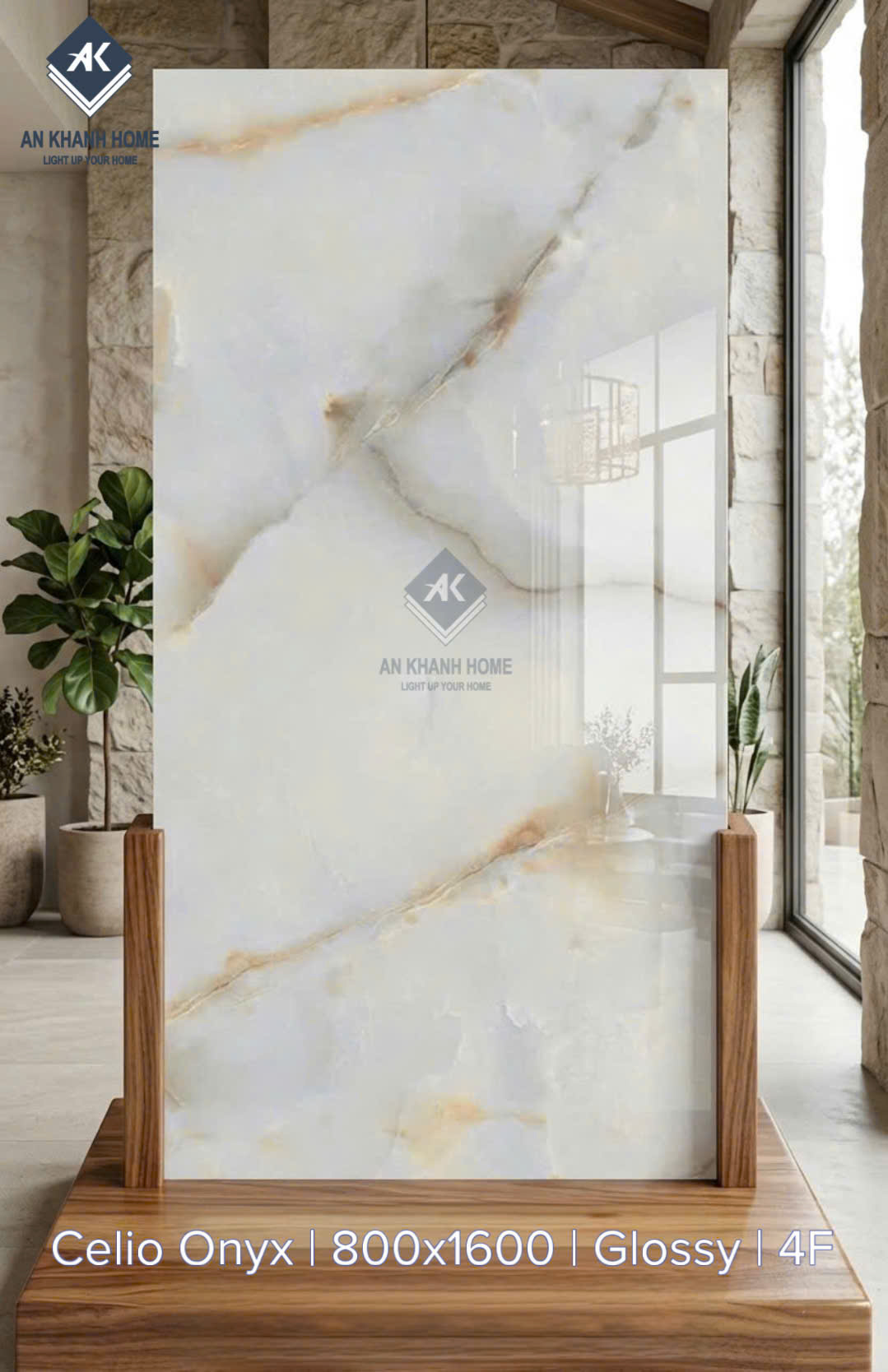 Gạch nhập khẩu 80x160 ấn độ celio onyx kem vân đá bóng kiếng