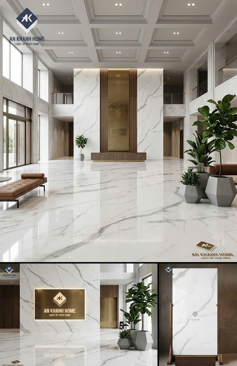 Gạch khổ lớn ấn độ 80x160 bóng kiếng trắng vân đá xám