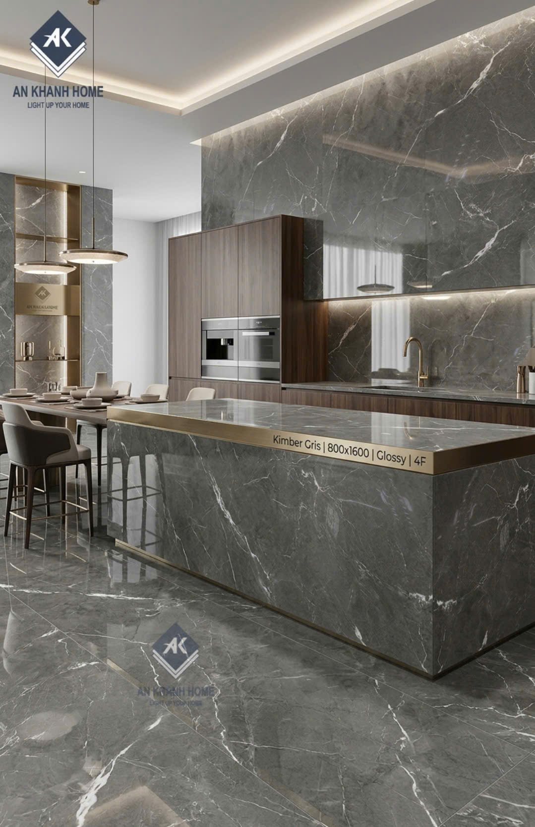 Gạch khổ lớn 80x160 vân đá xám marble cao cấp