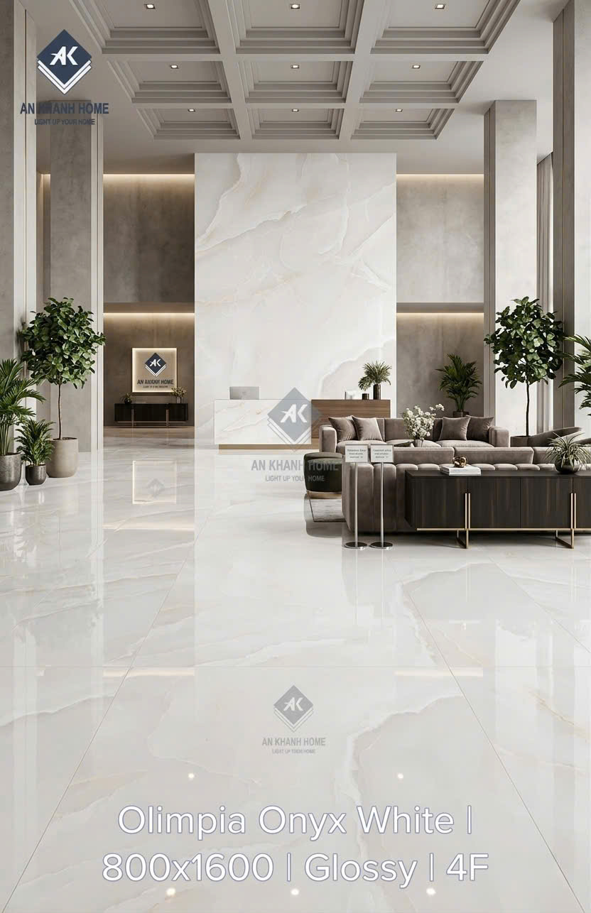 Gạch nhập khẩu ấn độ 80x160 vân đá olimpia onyx white