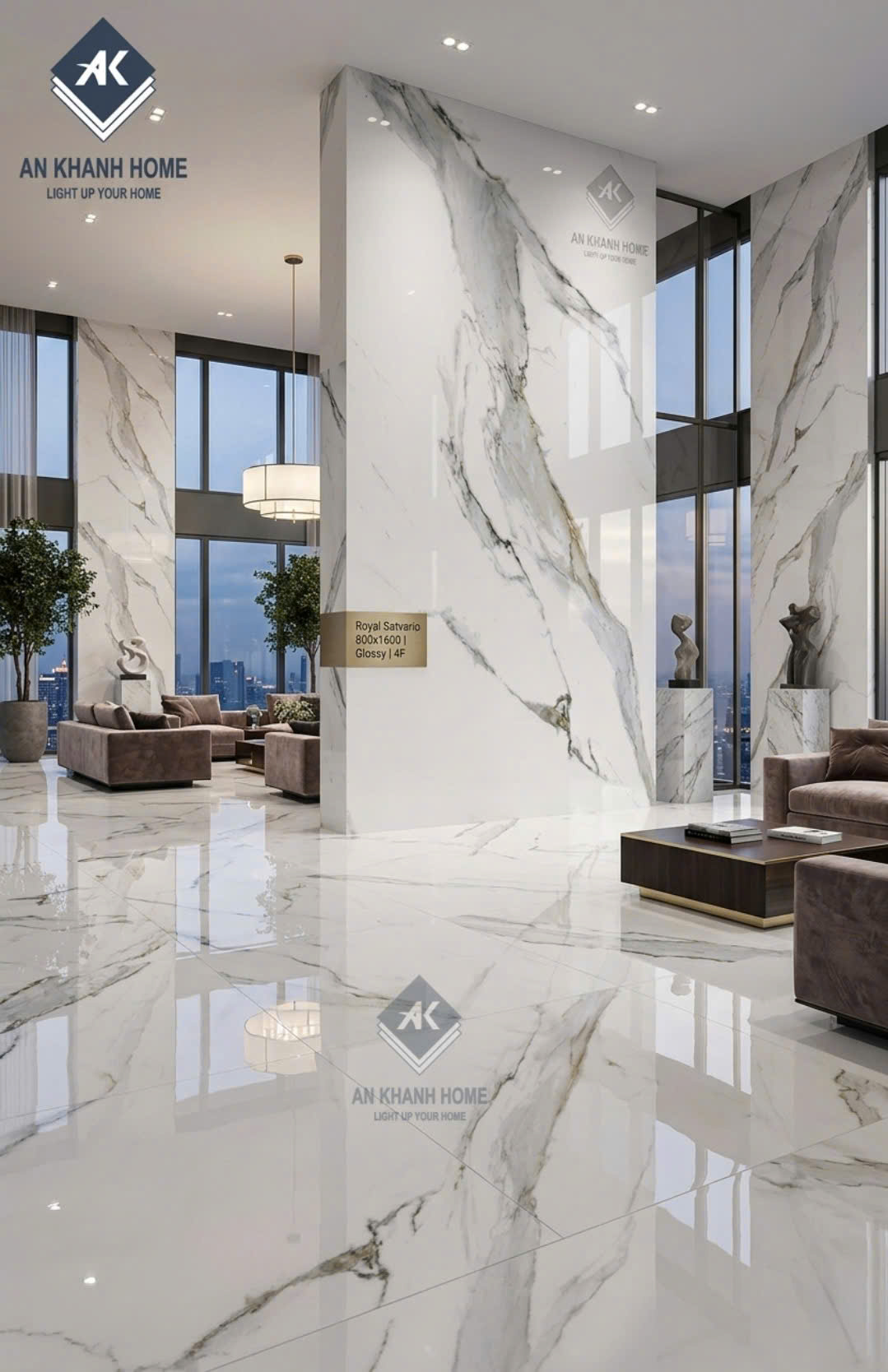 Gạch bóng kiếng ấn độ 80x160 royal satvario trắng vân đá xám