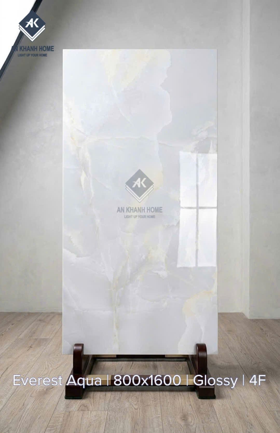 Gạch khổ lớn 80x160 ấn độ everest aqua bề mặt bóng kiếng
