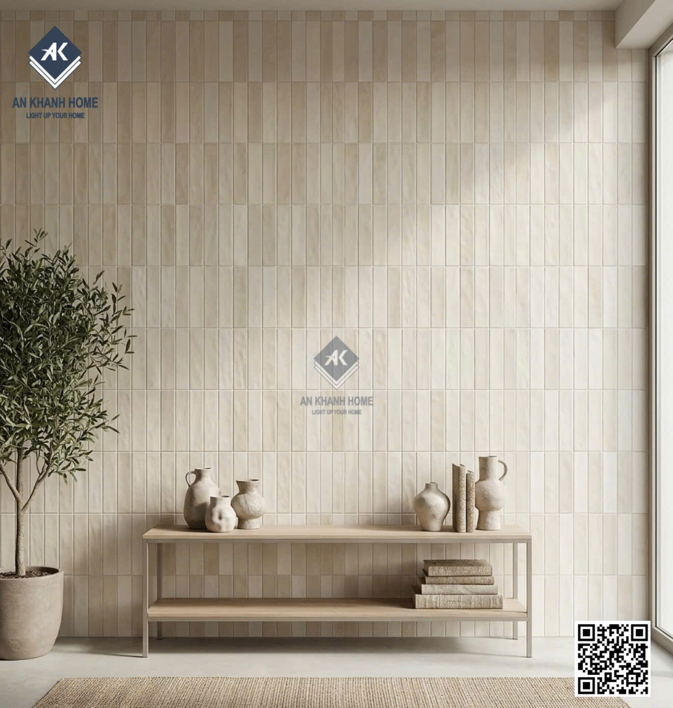 Gạch ốp trang trí giả thẻ 40x80cm mix màu bề mặt lượn sóng