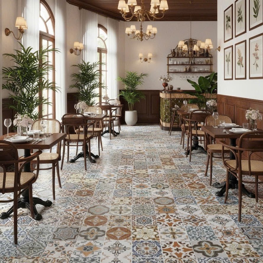 Gạch bông 30x30 mix hoa văn giả cổ điển