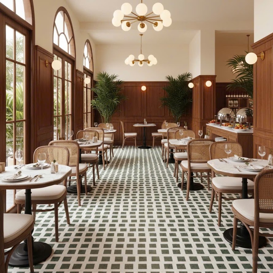 Gạch bông 30x30 hoạ tiết vuông xanh giả cổ