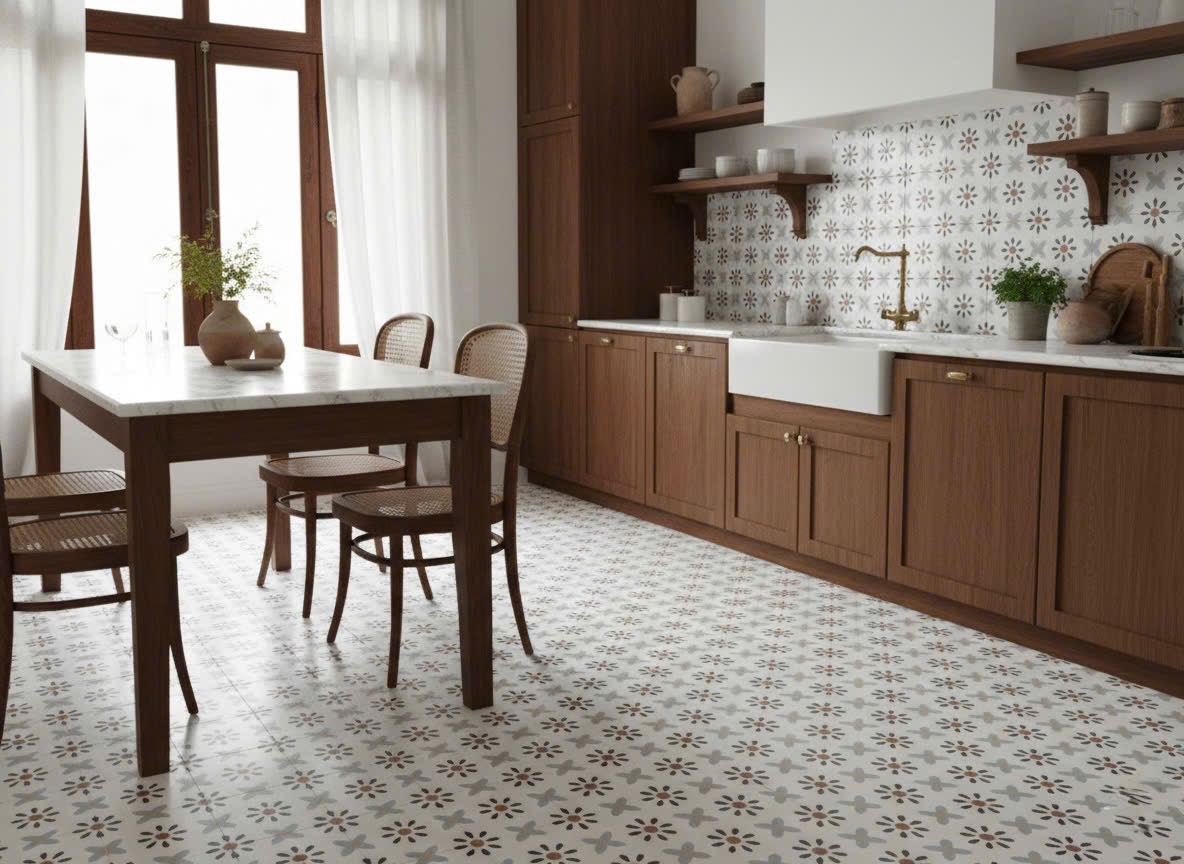 Gạch bông hoạ tiết tối giản 30x30cm xương đá