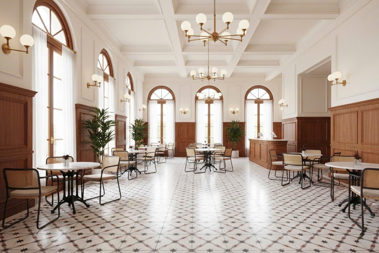 Gạch lát nền bông giả cổ 30x30 hoạ tiết