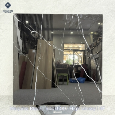 Gạch 60x60 màu đen vân tia chớp trắng bề mặt siêu bóng