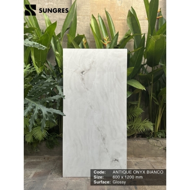 Gạch Ấn Độ 60x120 Antique Onyx Bianco AK 12031 Bề Mặt Bóng