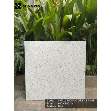 Gạch Ấn Độ 80x80 Vân Terrazzo Small Mosaic Grey Stone AK-80.023M Bề Mặt Mờ