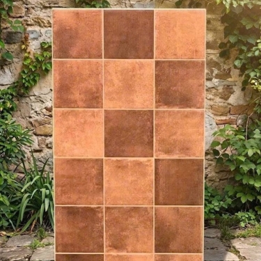 Gạch 40x80 giả thẻ lượn sóng mix màu cam đất