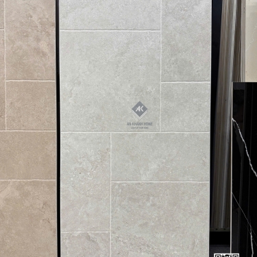 Gạch 60x120 nhiều Modul mờ Travertine giả đá ghép màu xám trắng