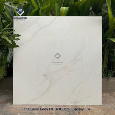 Gạch ấn độ 100x100 màu trắng vân đá Marble Statuario White bề mặt bóng
