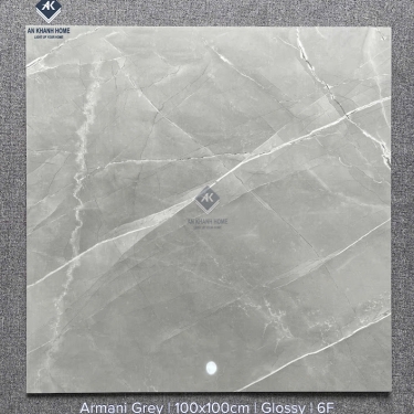 Gạch ấn độ 100x100 màu xám nhạt vân đá Armani Grey bề mặt bóng