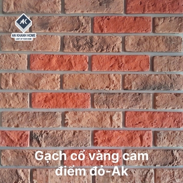 Gạch bê tông giả cổ vàng cam điểm đỏ