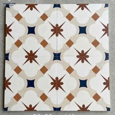 Gạch bông 30x30 hoạ tiết hình học đối xứng màu nâu xanh Navy