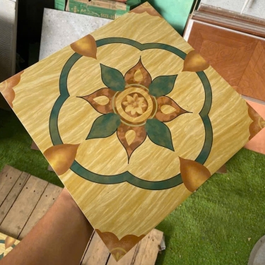 Gạch bông 30x30 màu gỗ hoa xanh nâu