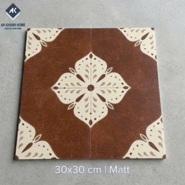 Gạch bông 30x30 men mờ hoạ tiết hoa 4 cánh cổ điển