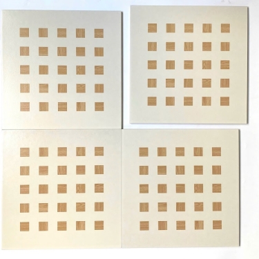 Gạch bông 30x30 nền kem nhấn hoạ tiết gỗ vuông     