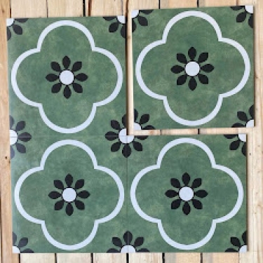 Gạch bông 30x30 xanh rêu hoa văn cổ điển           