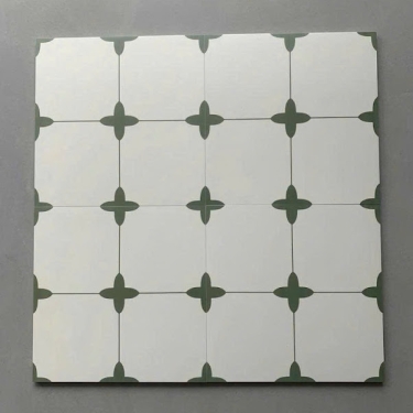 Gạch bông 40x40 hoạ tiết cánh hoa đen nền trắng 